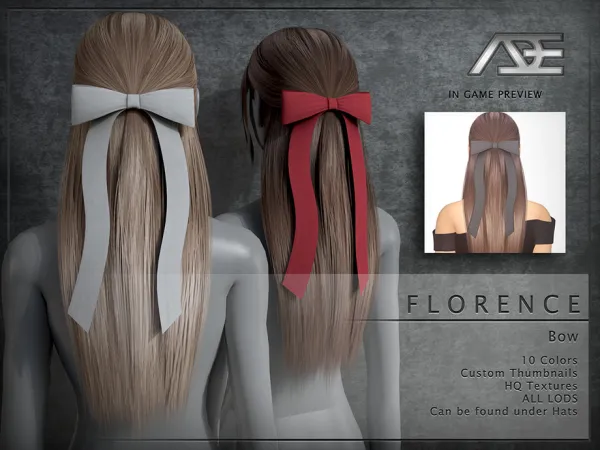 Alpha Florence Bow (Hat) - The Sims 4 Custom Content