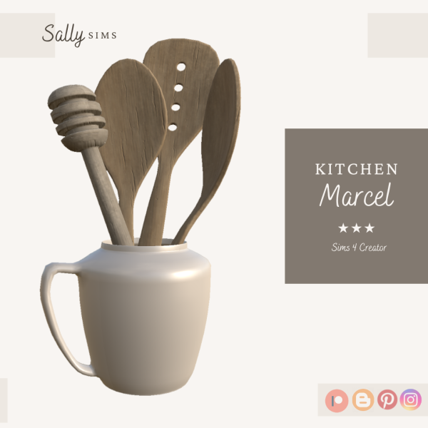 Alpha Marcel kitchen utensil holder by sally4sims - The Sims 4 Custom Content