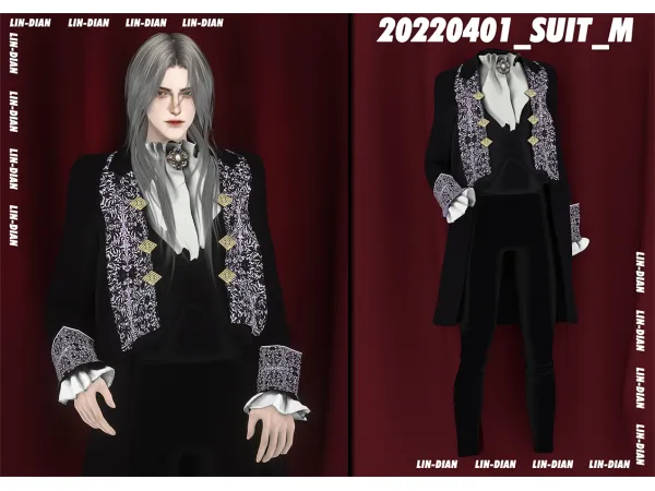 Alpha LIN DIAN Retro men's suit - The Sims 4 Custom Content