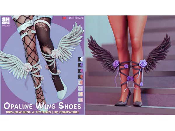 Alpha PEACH Opaline Wing Shoe by SMSims - The Sims 4 Custom Content