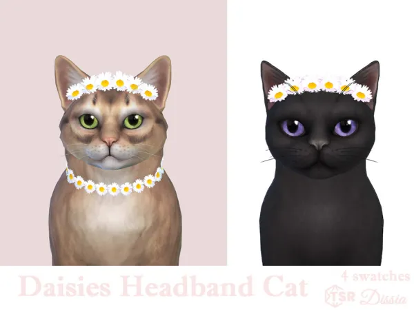 Maxis Match Daisies Headband Cats by Dissia - The Sims 4 custom content