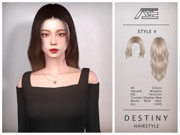 Alpha Destiny Style 4 (Hairstyle) - The Sims 4 Custom Content