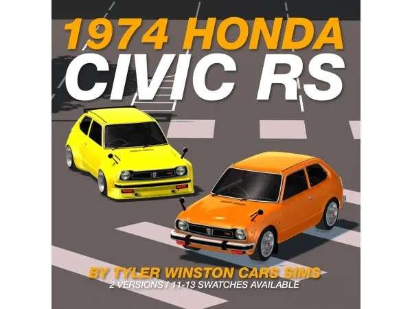 Alpha Tyler Winston Cars 1974 Honda Civic RS - The Sims 4 Custom Content