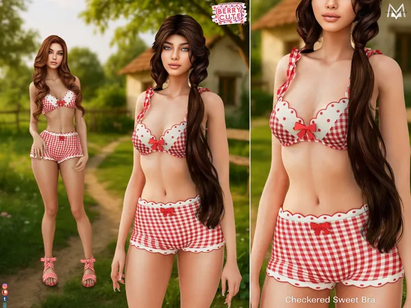 Alpha Checkered Sweet Bra MC619 by mermalade - The Sims 4 Custom Content