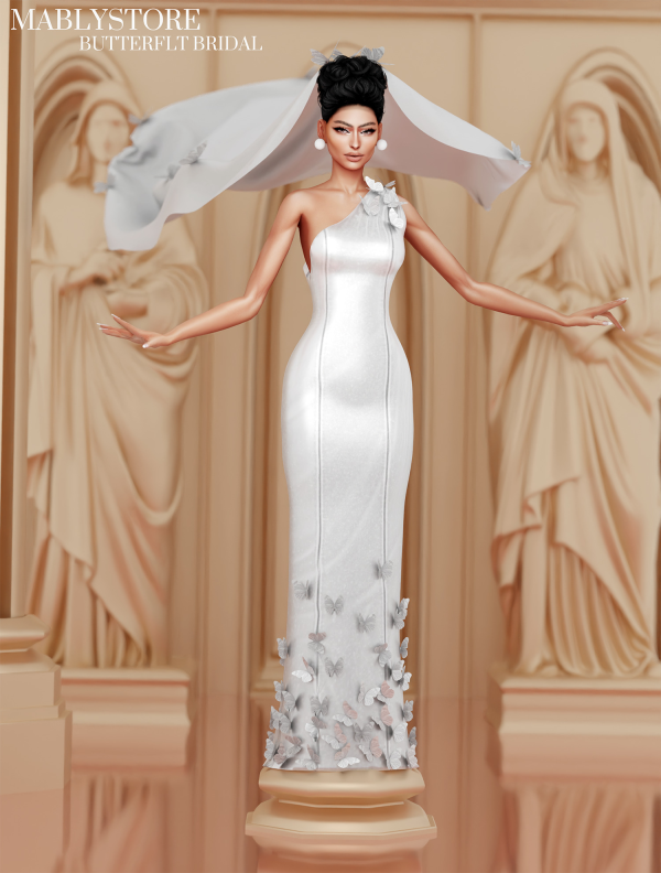 Alpha BUTTERFLY BRIDAL GOWN by simsfinds - The Sims 4 Custom Content
