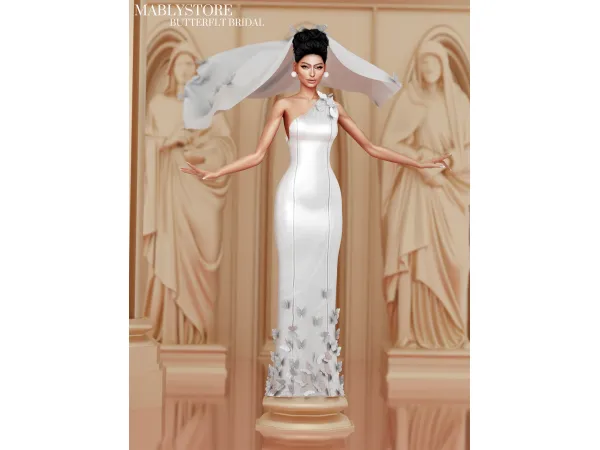 Alpha BUTTERFLY BRIDAL GOWN by Mably - The Sims 4 Custom Content