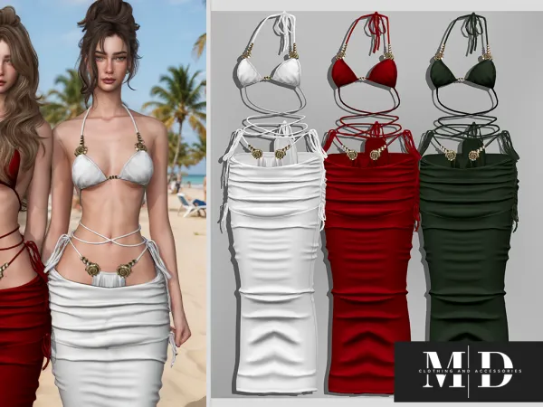 Alpha Natalia three piece beach dress - The Sims 4 Custom Content