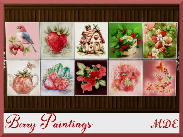 Alpha Berry Paintings by _MDE_ - The Sims 4 Custom Content