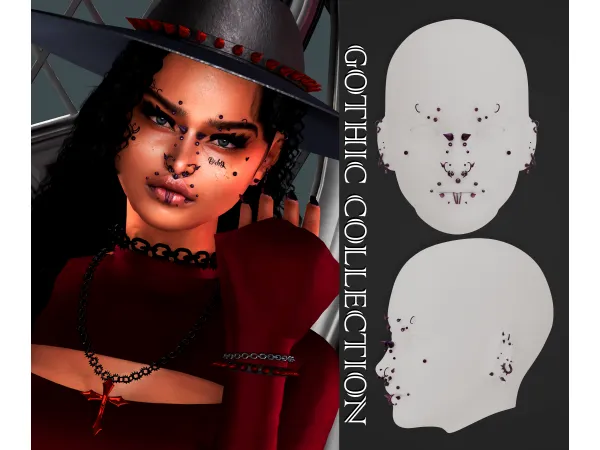 Alpha Becca Gothic Colletion Face Piercing - The Sims 4 Custom Content