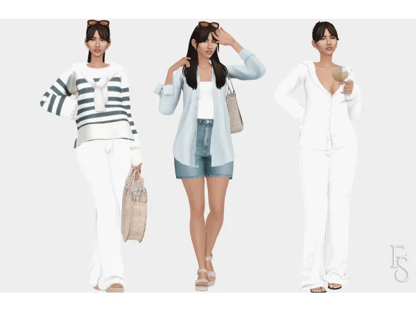 Mix Coastal Grandma Lookbook by farfallasims - The Sims 4 Custom Content