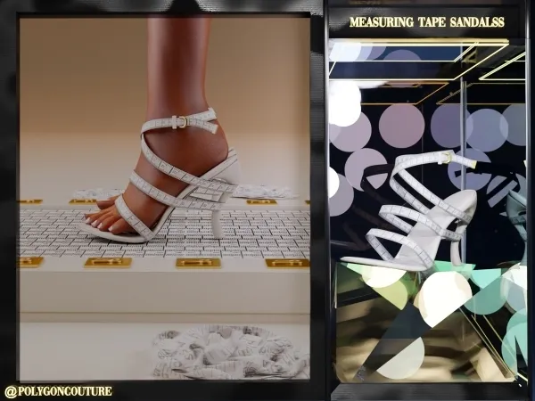 Alpha Measuring Tape cross strap sandals - The Sims 4 Custom Content