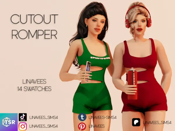 Alpha JOY CUTOUT ROMPER by linavees - The Sims 4 Custom Content