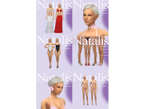 Maxis Match Swimwear and Accessories Set for August 2025 by Natalis - The Sims 4 Custom Content