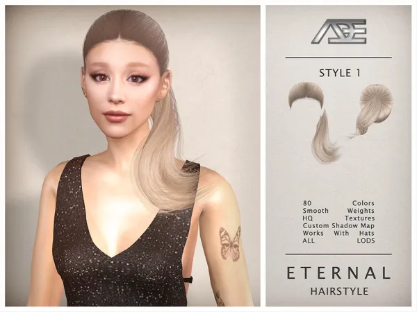 Alpha Eternal Style 1 (Hairstyle) - The Sims 4 Custom Content