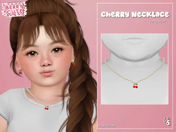 Alpha Berry Cute Cherry Necklace for toddler - The Sims 4 Custom Content
