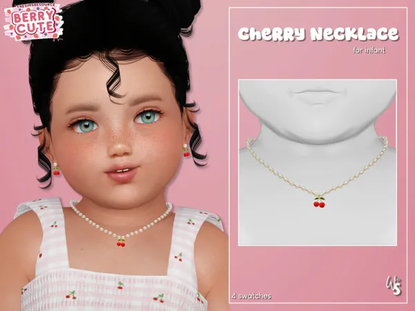 Alpha Berry Cute Cherry Necklace for infant - The Sims 4 Custom Content