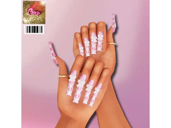 Alpha Coquette Bow Nails by cecesimsxo - The Sims 4 Custom Content