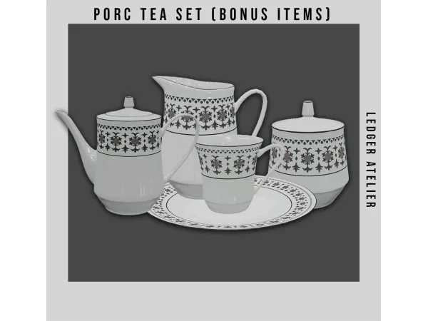 Alpha Porc Tea Set (Bonus ItemsAtelier Tiers) - The Sims 4 Custom Content
