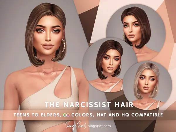 Alpha The Narcissist Hair (With Bangs) [simsfinds] - The Sims 4 Custom Content
