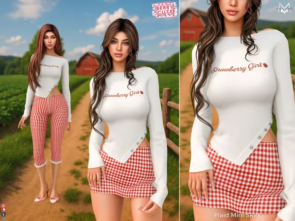 Alpha Plaid Mini Skirt MC623 - The Sims 4 Custom Content