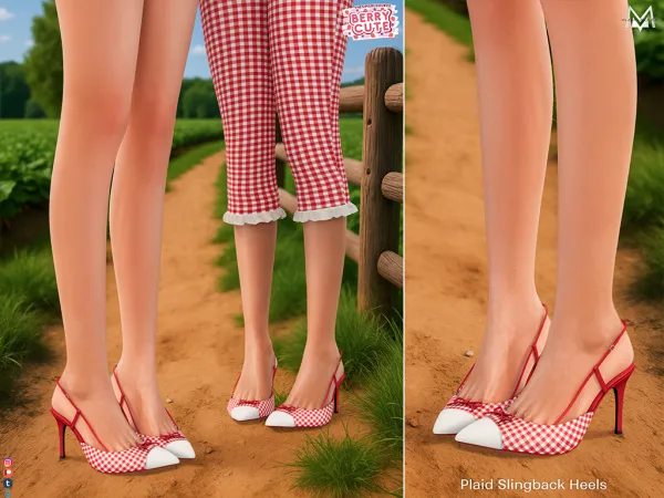Alpha Plaid Slingback Heels S627 - The Sims 4 Custom Content