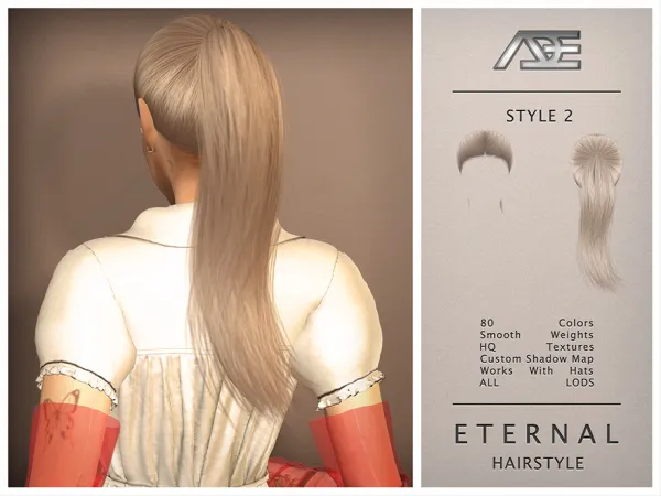 Alpha Eternal Style 2 (Hairstyle) - The Sims 4 Custom Content