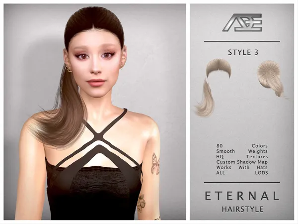Alpha Eternal Style 3 (Hairstyle) - The Sims 4 Custom Content