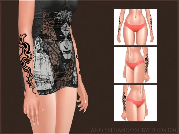 Mix Random tattoos 100 by ANGISSI - The Sims 4 Custom Content