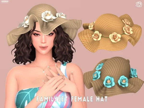 Mix Summer Family set Female Hat BRsims - The Sims 4 Custom Content