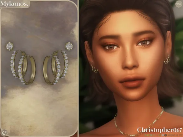 Alpha Mykonos Earrings Christopher067 - The Sims 4 Custom Content