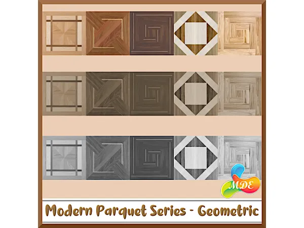Alpha Modern Parquet Series Geometric by _MDE_ - The Sims 4 Custom Content