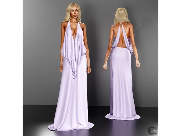 Alpha Draped Plunge Silk Dress cool_content_star - The Sims 4 Custom Content