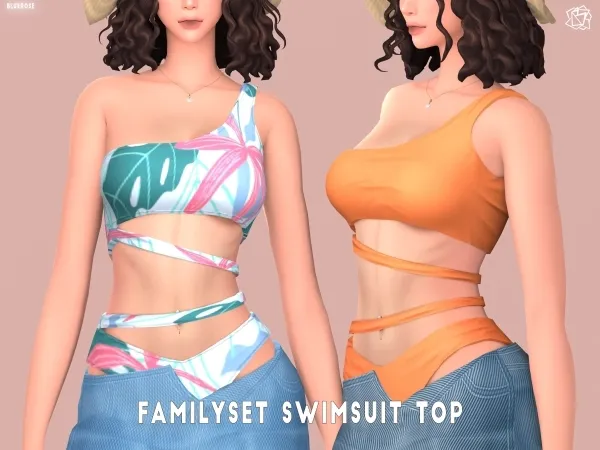 Mix Summer Family set Female Swimsuit top BRsims - The Sims 4 Custom Content