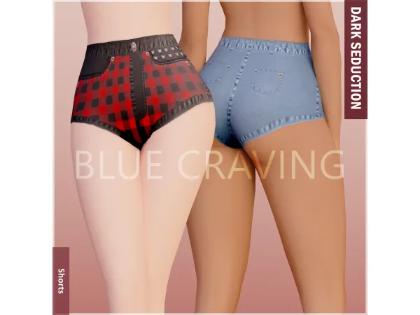 Alpha Blue Craving Half Tartan Shorts - The Sims 4 Custom Content