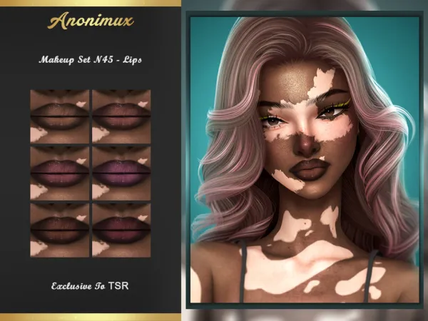 Alpha Makeup Set N45 Lips by Anonimux_Simmer - The Sims 4 Custom Content