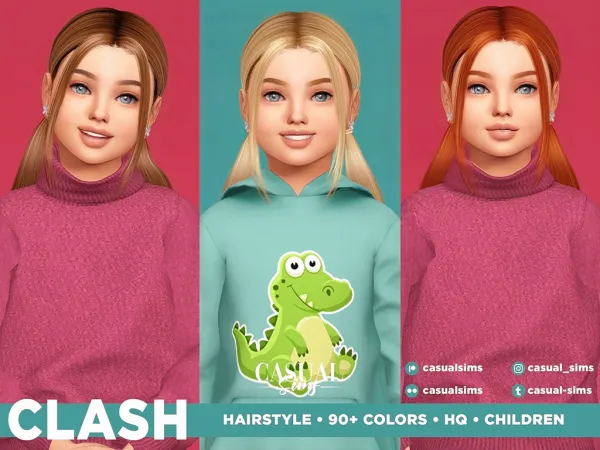 Alpha Clash Hairstyle CHILDREN (With Strands) - The Sims 4 Custom Content