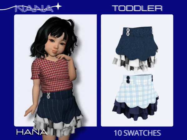 7NANA - (Hana) Flared skirt with ruffles