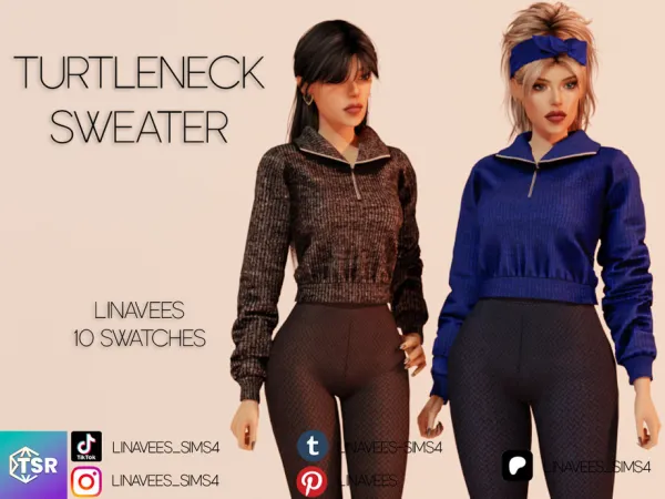 Alpha DEMI TURTLENECK SWEATER by linavees - The Sims 4 Custom Content