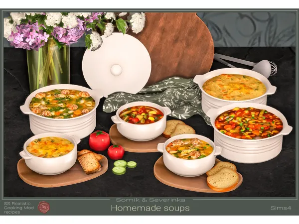 Alpha Homemade Soups by Somik_Severinka - The Sims 4 Custom Content