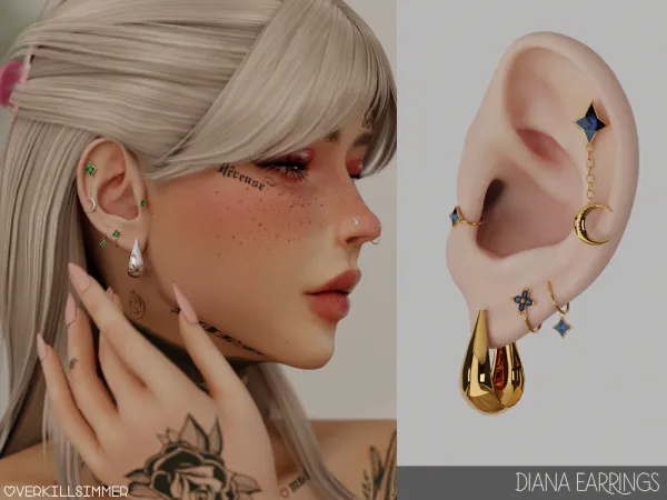 Alpha Diana earrings - The Sims 4 Custom Content