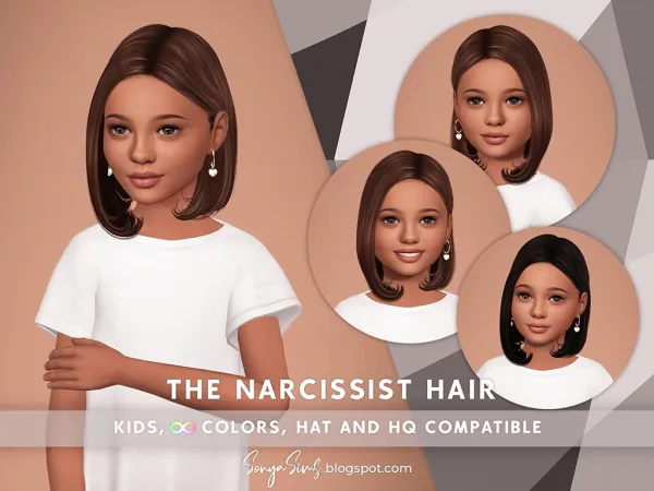 Alpha The Narcissist Hair Kids (No Bangs) - The Sims 4 Custom Content