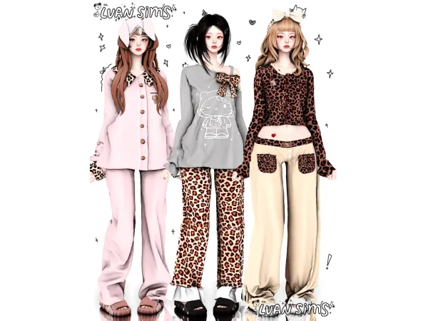 Alpha Leopard print pajamas by LVANsims - The Sims 4 Custom Content