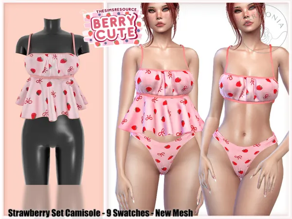Maxis Match Berry Cute Strawberry Camisole by Harmonia - The Sims 4 Custom Content