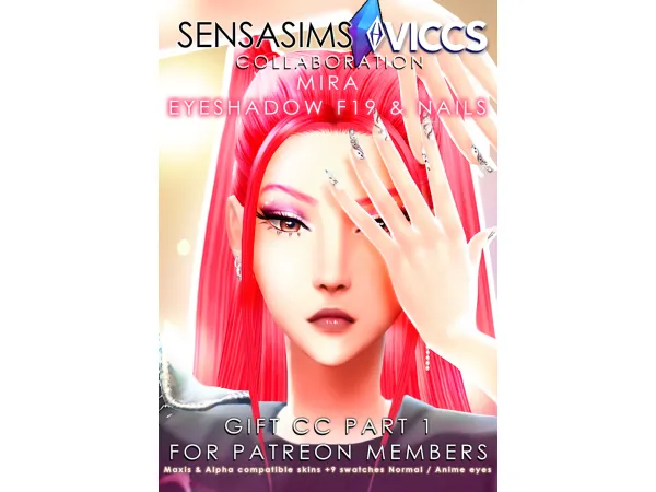 Mix MIRA EYESHADOW NAILS x VICCS uff5c MAKEUP MAXIS MIX F19uff5cGIFT PART 1 HUNTRIX KPOP DEMON HUNTERS - The Sims 4 Custom Content