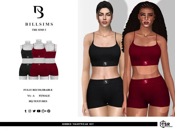 Sims 3 Alpha Lingeries CC: Ribbed Nightwear Set(TS3) by billsims