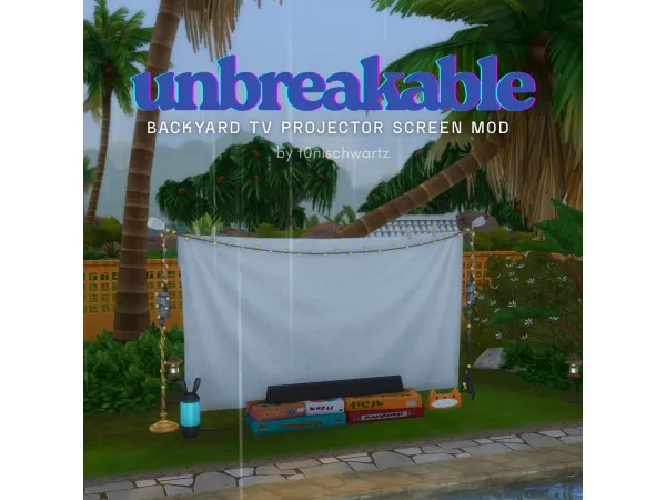 Maxis Match Unbreakable Backyard TV Projector Screen Mod by t0nischwartz - The Sims 4 Custom Content