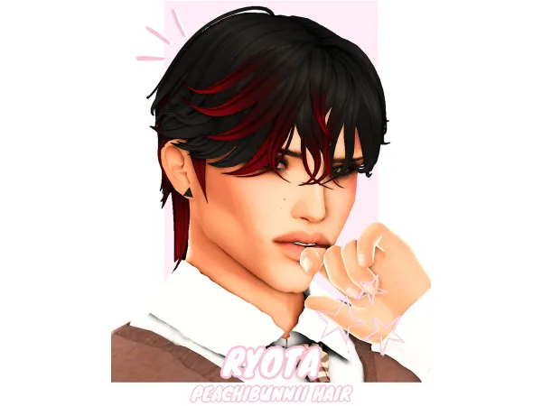 Maxis Match Ryota Hair by Peachibunnii - The Sims 4 Custom Content