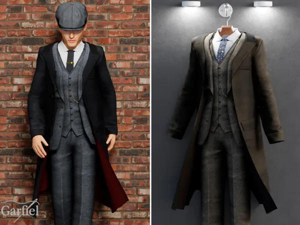 Alpha Adult Vintage gangster suit with overcoat by Garfiel - The Sims 4 Custom Content