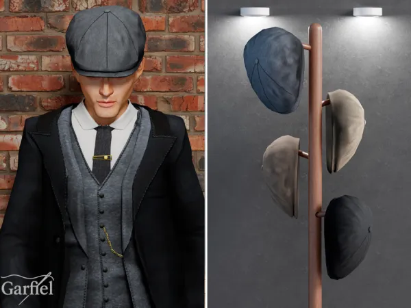 Alpha Adult Vintage flat cap with classic design by Garfiel - The Sims 4 Custom Content