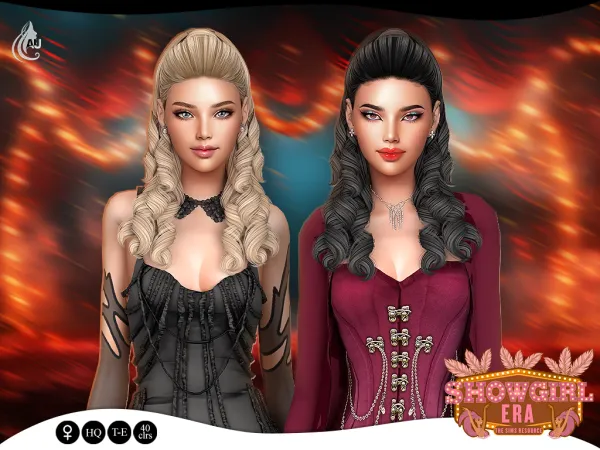 Alpha Showgirl Era Showgirl hairstyle - The Sims 4 Custom Content
